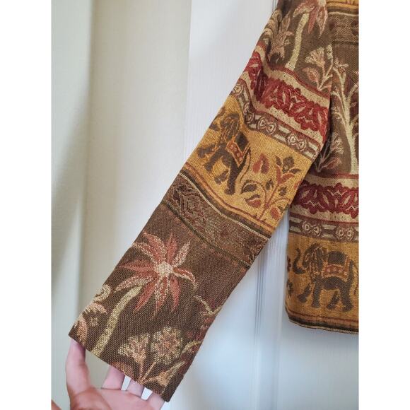 Vintage Giancarlo Ferrari Tapestry Zip Up Lined Elephant Jacket Women's Size 10 - Picture 5 of 12